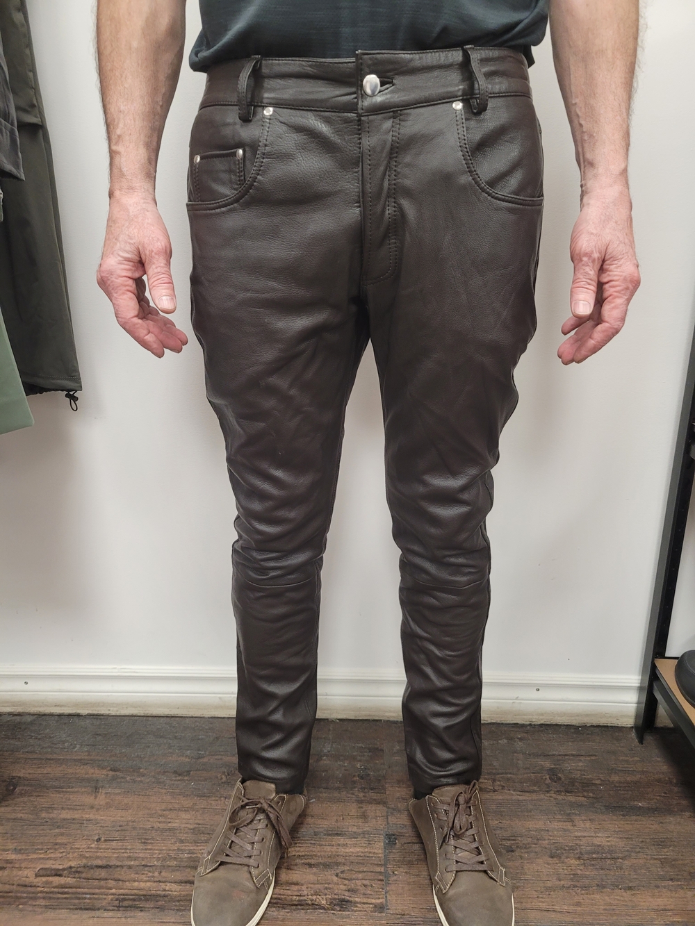 Bockle Men's Dark Brown Leather Pans  - Slim Fit